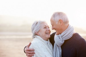 Romantic Senior Couple On Winter Beach